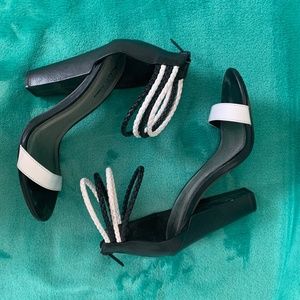 Black & white block heel